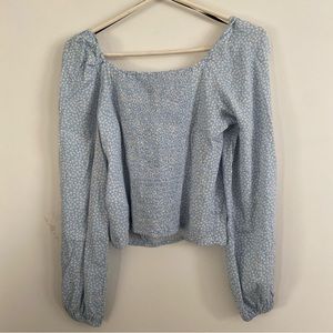H&M Blue Floral Long Sleeve Top